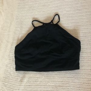 black crop top strappy medium NWOT